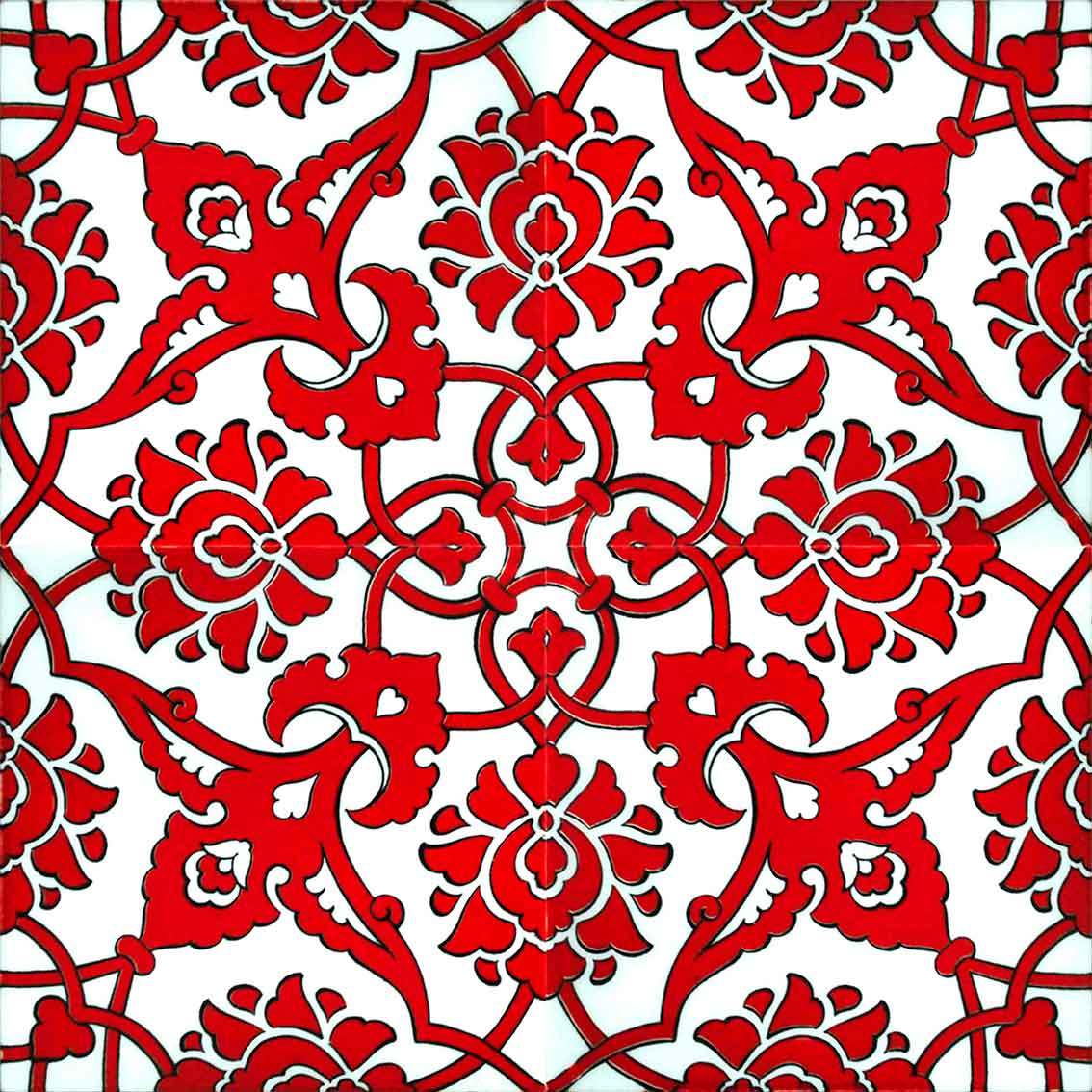 20x20 cm Çini Karo D-83 KIRMIZI